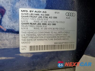 Zdjęcie 13 z 13 samochodu: 2021 AUDI Q5 PREMIUM VIN:WA1AAAFY9M2133574 - miniatura