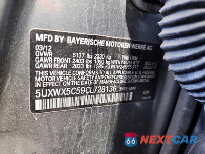 Zdjęcie 13 z 13 samochodu: 2012 BMW X3 XDRIVE28I VIN:5UXWX5C59CL728136 - miniatura