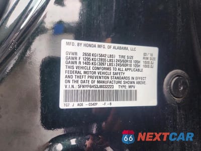 Zdjęcie 13 z 13 samochodu: 2018 HONDA PILOT EXL VIN:5FNYF6H53JB032223 - miniatura