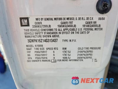 Zdjęcie 14 z 14 samochodu: 2004 CHEVROLET SUBURBAN K1500 VIN:3GNFK16Z14G313437 - miniatura
