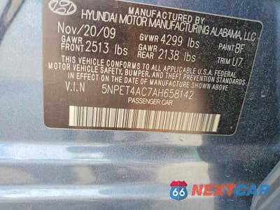 Zdjęcie 12 z 12 samochodu: 2010 HYUNDAI SONATA GLS VIN:5NPET4AC7AH658142 - miniatura