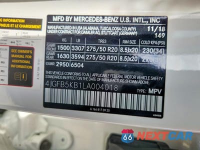 Zdjęcie 13 z 13 samochodu: 2020 MERCEDES-BENZ GLE 450 4MATIC VIN:4JGFB5KB1LA004018 - miniatura