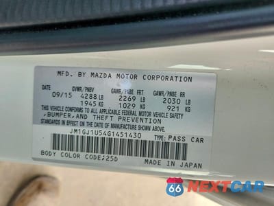 Zdjęcie 12 z 12 samochodu: 2016 MAZDA 6 SPORT VIN:JM1GJ1U54G1451430 - miniatura
