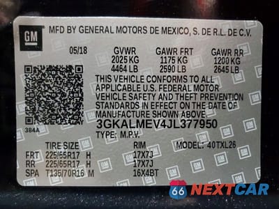 Zdjęcie 13 z 13 samochodu: 2018 GMC TERRAIN SLE VIN:3GKALMEV4JL377950 - miniatura