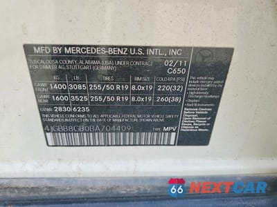 Zdjęcie 12 z 12 samochodu: 2011 MERCEDES-BENZ ML 350 4MATIC VIN:4JGBB8GB0BA704409 - miniatura
