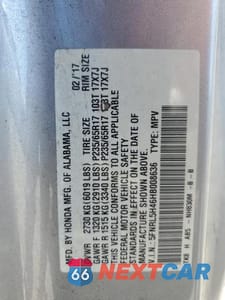 Zdjęcie 13 z 13 samochodu: 2017 HONDA ODYSSEY EX VIN:5FNRL5H46HB008636 - miniatura