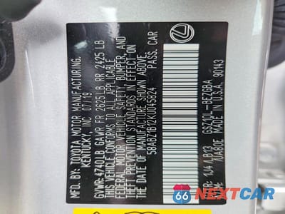 Zdjęcie 12 z 12 samochodu: 2019 LEXUS ES 350 VIN:58ABZ1B12KU045824 - miniatura