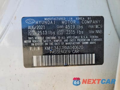 Zdjęcie 12 z 12 samochodu: 2022 HYUNDAI SONATA HYBRID SEL VIN:KMHL34JJ8NA040620 - miniatura