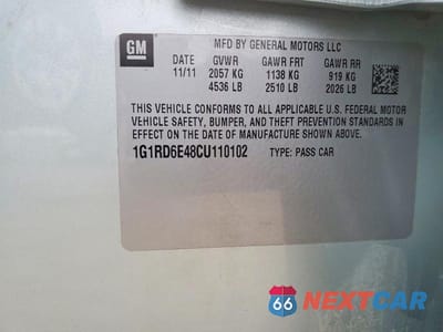 Zdjęcie 13 z 13 samochodu: 2012 CHEV VOLT VIN:1G1RD6E48CU110102 - miniatura