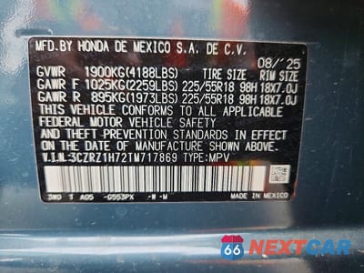 Zdjęcie 13 z 13 samochodu: 2026 HONDA HR-V EXL VIN:3CZRZ1H72TM717869 - miniatura