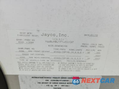 Zdjęcie 10 z 10 samochodu: 2015 JAYCO JAY FEATHER CAMPER VIN:1UJBJHBJ1F1JD0197 - miniatura