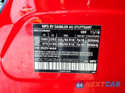 Zdjęcie 12 z 12 samochodu: 2019 MERCEDES-BENZ GLA 250 4MATIC VIN:WDCTG4GB6KU008052 - miniatura