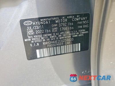 Zdjęcie 12 z 12 samochodu: 2012 HYUNDAI ELANTRA GLS VIN:KMHDH4AE2CU259433 - miniatura