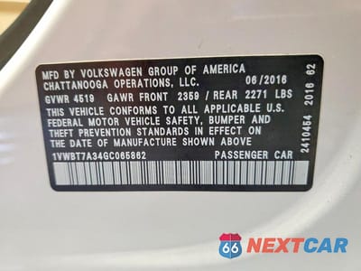 Zdjęcie 12 z 12 samochodu: 2016 VOLKSWAGEN PASSAT SE VIN:1VWBT7A34GC065862 - miniatura