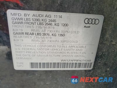 Zdjęcie 14 z 14 samochodu: 2015 AUDI Q5 PREMIUM PLUS VIN:WA1LFAFP8FA074348 - miniatura