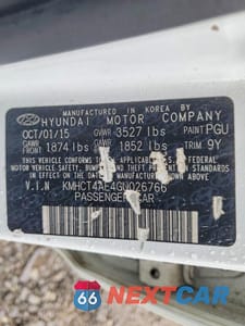 Zdjęcie 12 z 12 samochodu: 2016 HYUNDAI ACCENT SE VIN:KMHCT4AE4GU026766 - miniatura