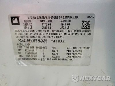 Zdjęcie 13 z 13 samochodu: 2015 CHEVROLET EQUINOX LT VIN:2GNALBEK1F6269665 - miniatura