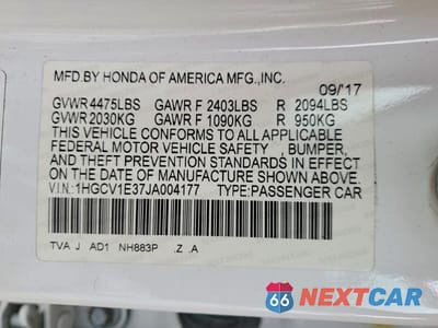 Zdjęcie 13 z 13 samochodu: 2018 HONDA ACCORD SPORT VIN:1HGCV1E37JA004177 - miniatura