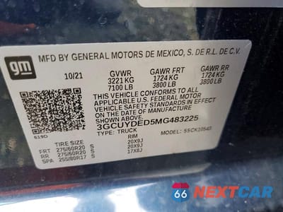 Zdjęcie 12 z 12 samochodu: 2021 CHEVROLET SILVERADO K1500 LT VIN:3GCUYDED5MG483225 - miniatura
