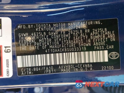Zdjęcie 12 z 12 samochodu: 2025 TOYOTA CAMRY LE VIN:4T1DAACK8SU033319 - miniatura