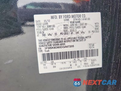 Zdjęcie 13 z 13 samochodu: 2013 FORD EXPLORER XLT VIN:1FM5K8D80DGA67205 - miniatura