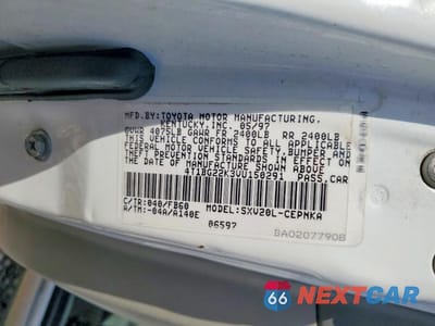 Zdjęcie 12 z 12 samochodu: 1997 TOYOTA CAMRY LE VIN:4T1BG22K3VU150291 - miniatura