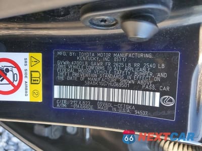 Zdjęcie 12 z 12 samochodu: 2017 LEXUS ES 350 VIN:58ABK1GG7HU069501 - miniatura