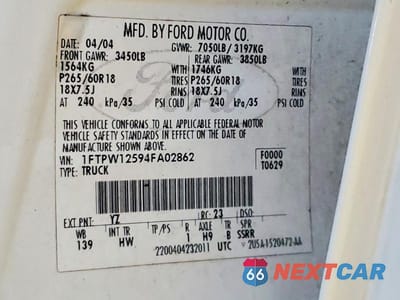 Zdjęcie 13 z 13 samochodu: 2004 FORD F150 SUPERCREW VIN:1FTPW12594FA02862 - miniatura
