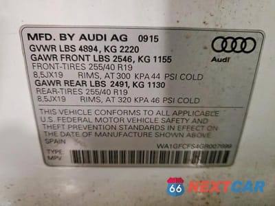 Zdjęcie 13 z 13 samochodu: 2016 AUDI Q3 PRESTIGE VIN:WA1GFCFS4GR007699 - miniatura