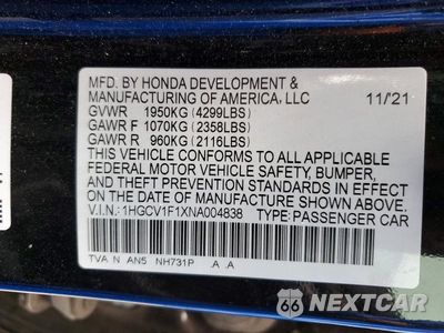 Zdjęcie 12 z 12 samochodu: 2022 HONDA ACCORD LX VIN:1HGCV1F1XNA004838 - miniatura