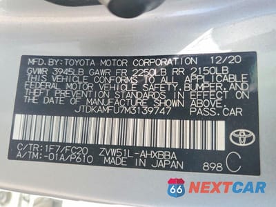 Zdjęcie 12 z 12 samochodu: 2021 TOYOTA PRIUS L ECO VIN:JTDKAMFU7M3139747 - miniatura