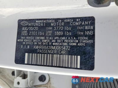 Zdjęcie 12 z 12 samochodu: 2021 HYUNDAI VENUE SE VIN:KMHRB8A38MU065472 - miniatura