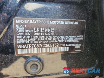 Zdjęcie 12 z 12 samochodu: 2012 BMW 535 I VIN:WBAFR7C57CC808152 - miniatura