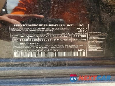 Zdjęcie 13 z 13 samochodu: 2011 MERCEDES-BENZ ML 350 4MATIC VIN:4JGBB8GB0BA642087 - miniatura