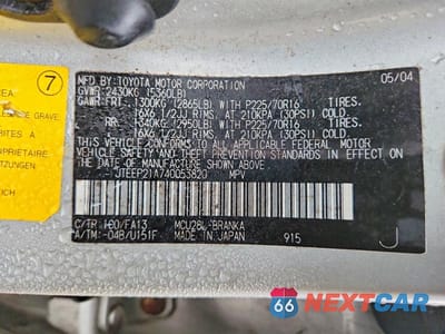 Zdjęcie 13 z 13 samochodu: 2005 TOYOTA HIGHLANDER VIN:JTEEP21A740053820 - miniatura