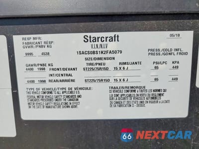 Zdjęcie 10 z 10 samochodu: 2019 STARCRAFT TELLURIDE CAMPER VIN:1SACS0BS1K2FA5079 - miniatura