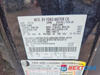 Zdjęcie 12 z 12 samochodu: 2013 FORD F150 SUPERCREW VIN:1FTFW1ET5DFD16210 - miniatura
