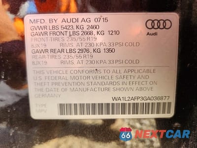 Zdjęcie 12 z 12 samochodu: 2016 AUDI Q5 PREMIUM PLUS VIN:WA1L2AFP3GA036877 - miniatura