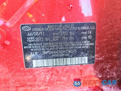 Zdjęcie 12 z 12 samochodu: 2013 HYUNDAI ELANTRA GLS VIN:5NPDH4AE6DH376075 - miniatura