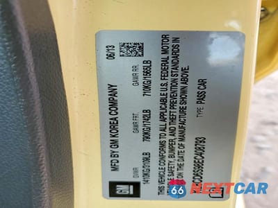 Zdjęcie 13 z 13 samochodu: 2014 CHEVROLET SPARK 1LT VIN:KL8CD6S98EC408793 - miniatura