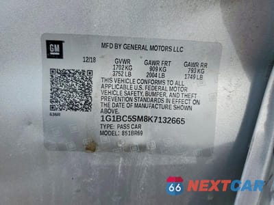 Zdjęcie 12 z 12 samochodu: 2019 CHEVROLET CRUZE LS VIN:1G1BC5SM8K7132665 - miniatura