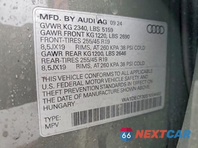 Zdjęcie 12 z 12 samochodu: 2025 AUDI Q3 PREMIUM S LINE 45 VIN:WA1DECF30S1004403 - miniatura