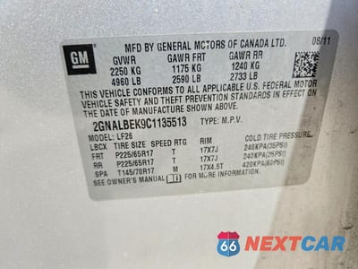 Zdjęcie 13 z 13 samochodu: 2012 CHEVROLET EQUINOX LS VIN:2GNALBEK9C1135513 - miniatura