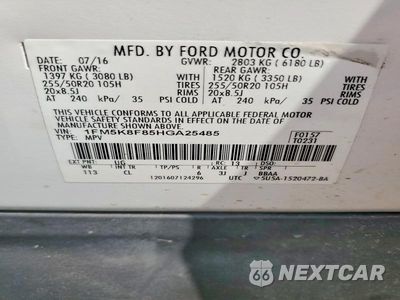 Zdjęcie 13 z 13 samochodu: 2017 FORD EXPLORER LIMITED VIN:1FM5K8F85HGA25485 - miniatura