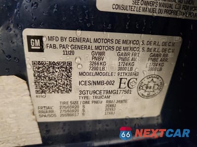 Zdjęcie 12 z 12 samochodu: 2021 GMC SIERRA K1500 ELEVATION VIN:3GTU9CET9MG177501 - miniatura