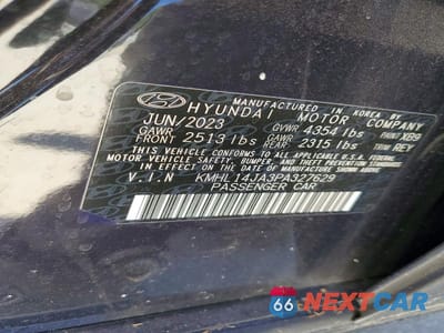 Zdjęcie 13 z 13 samochodu: 2023 HYUNDAI SONATA SEL VIN:KMHL14JA3PA327629 - miniatura