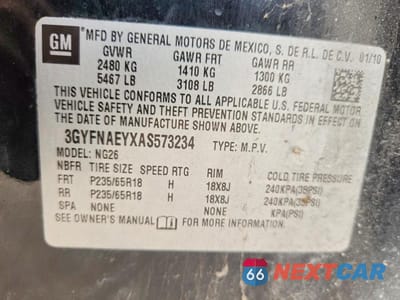 Zdjęcie 12 z 12 samochodu: 2010 CADILLAC SRX LUXURY COLLECTION VIN:3GYFNAEYXAS573234 - miniatura