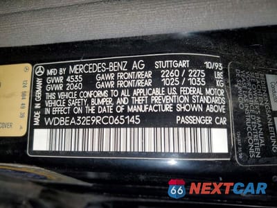 Zdjęcie 12 z 12 samochodu: 1994 MERCEDES-BENZ E 320 VIN:WDBEA32E9RC065145 - miniatura