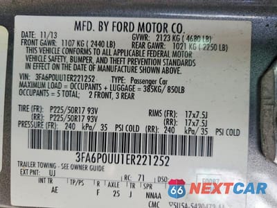 Zdjęcie 12 z 12 samochodu: 2014 FORD FUSION S HYBRID VIN:3FA6P0UU1ER221252 - miniatura