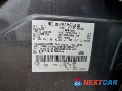 Zdjęcie 13 z 13 samochodu: 2015 FORD EDGE SEL VIN:2FMTK4J9XFBB19821 - miniatura